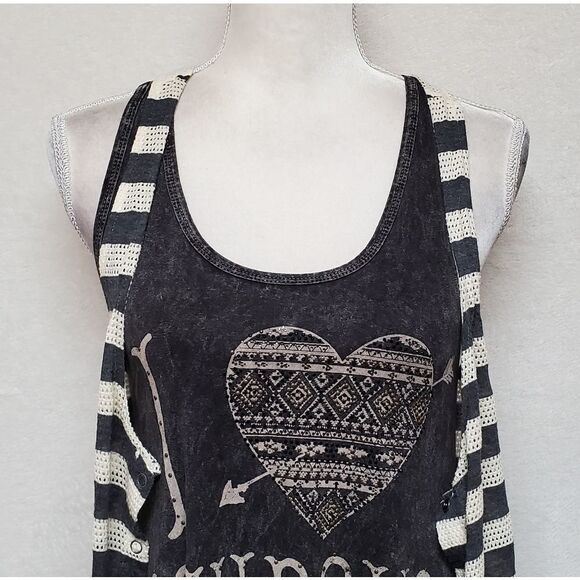 T-PARTY Stone Wash Black Bling I Love  Cowboys Striped Eyelet Mini Dress/Top Set - Picture 3 of 16